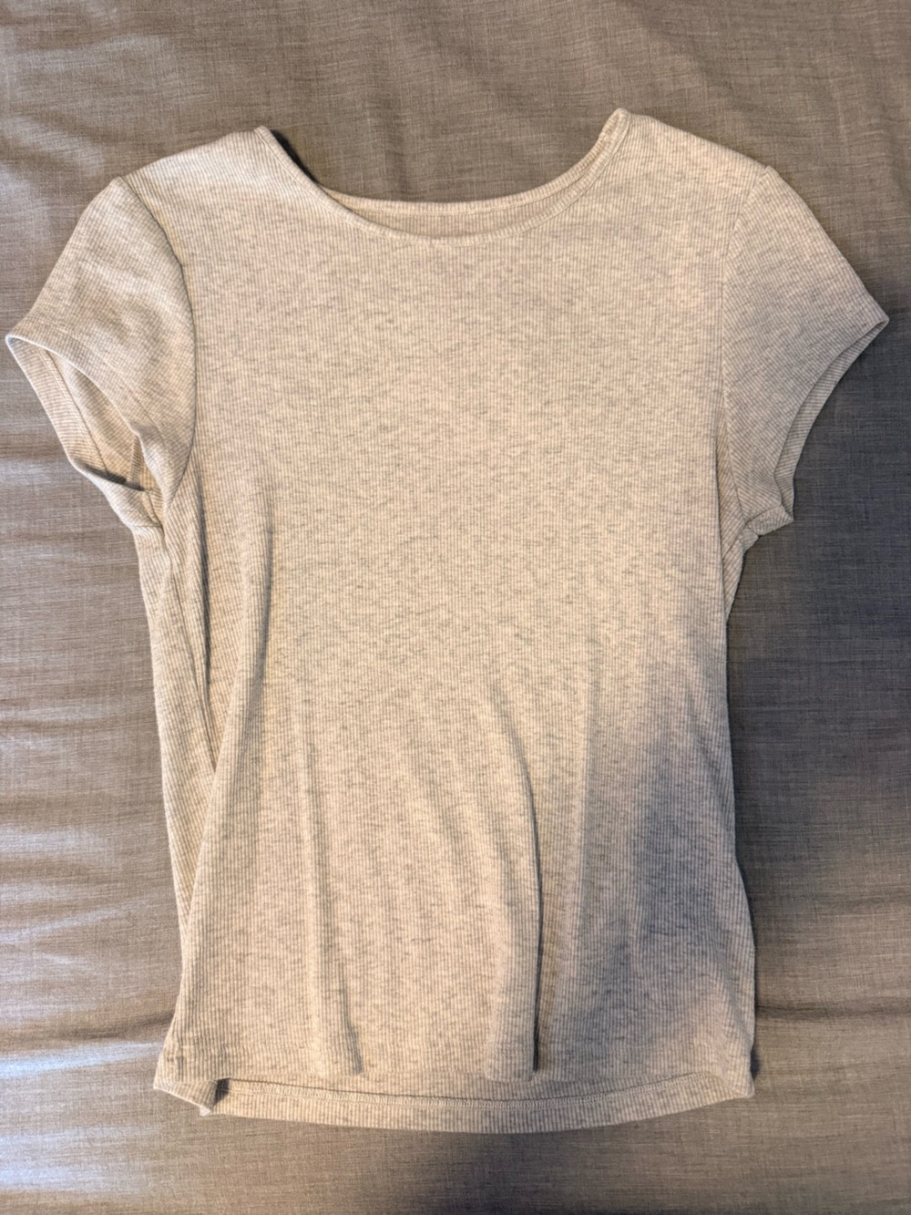 American Eagle Outfitters Light Heather Gray Ribbed Crew Top